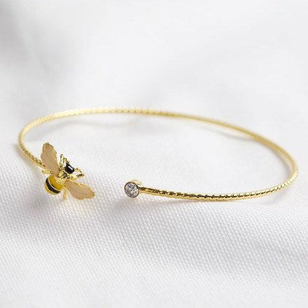 Bee open bangle gold plated crystal - The Hirst Collection
