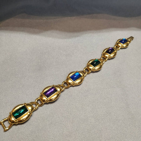 Vintage purple/blue/green glass bracelet by Trifari - The Hirst Collection