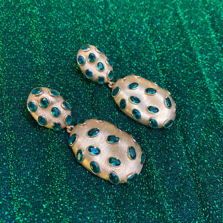 Rose Gold plated emerald green crystal earrings - The Hirst Collection
