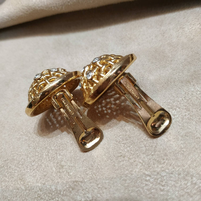 Christian Dior Earrings vintage gold weaving clip on - The Hirst Collection