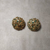 Vintage Scherrer Earrings Chunky Gold Green Crystal Clip on - The Hirst Collection