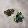 Vintage Kramer Earrings Green Crystal Clip On - The Hirst Collection