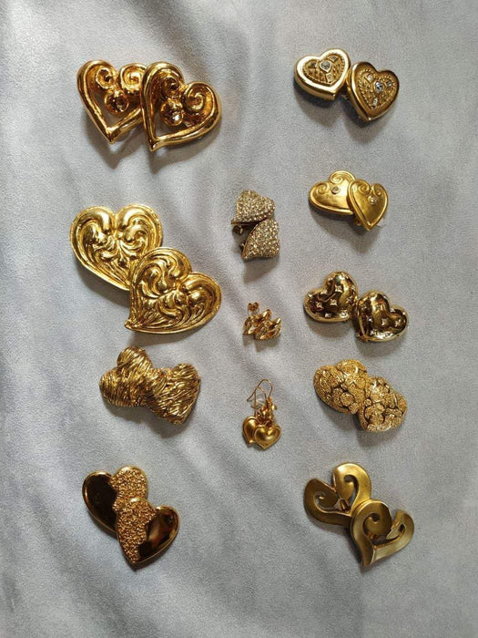 Vintage YSL Heart Earrings Gold Yves Saint Laurent - The Hirst Collection