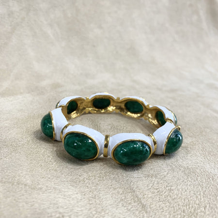 Vintage Jade green and white bracelet by Robert - The Hirst Collection