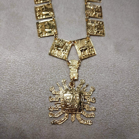 Vintage Aztec style Necklace Gold plated - The Hirst Collection