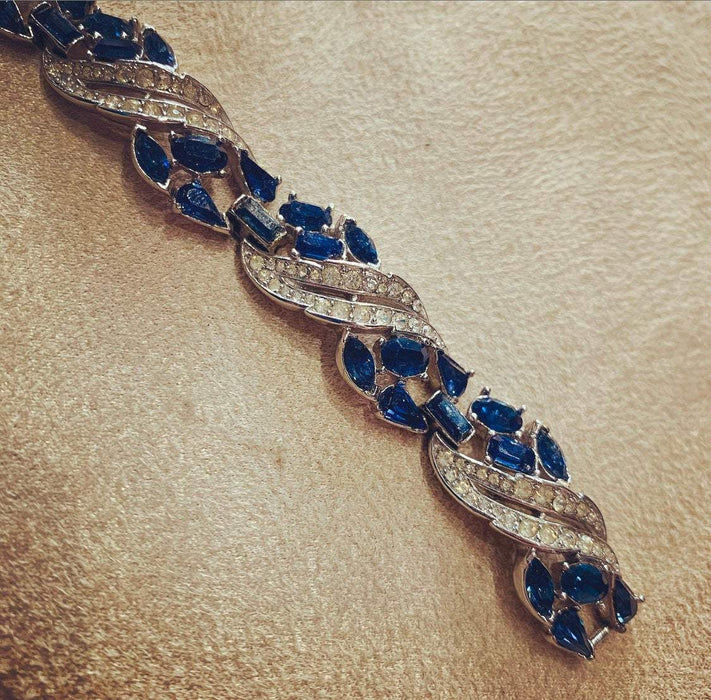 Trifari blue sapphire vintage bracelet silver tone - The Hirst Collection