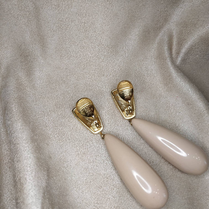 Givenchy nude tear drop statement earrings - The Hirst Collection