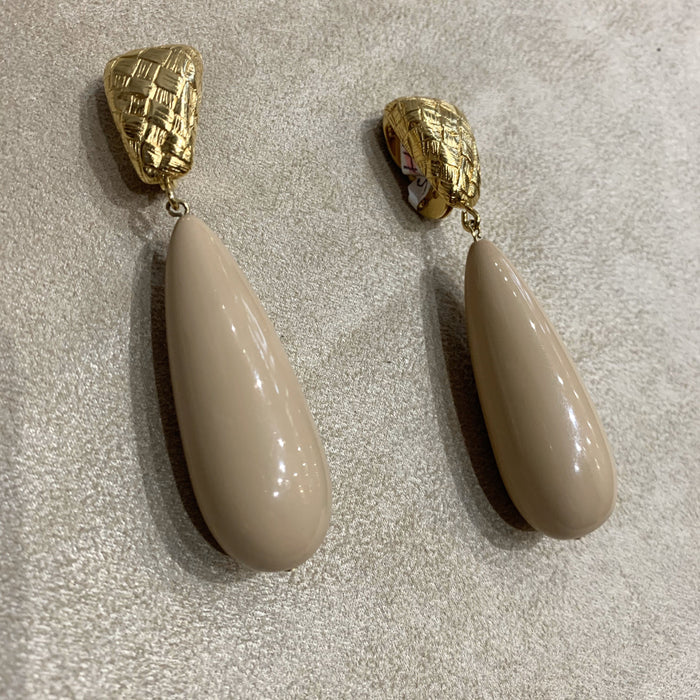 Givenchy nude tear drop statement earrings - The Hirst Collection