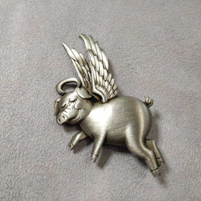 Flying pig brooch by JJ pewter - The Hirst Collection