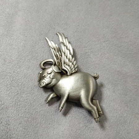 Flying pig brooch by JJ pewter - The Hirst Collection