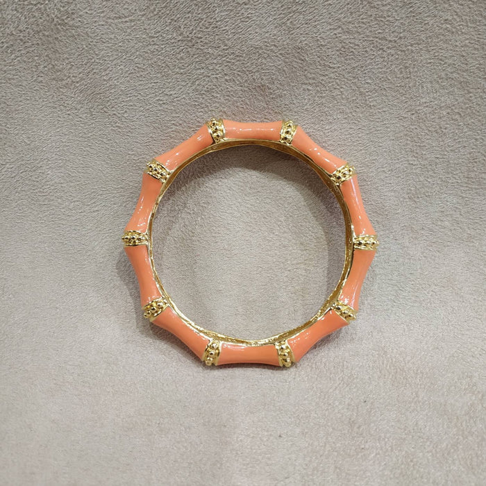 Coral Bamboo Bangle bracelet by Kenneth Jay Lane gold plated - The Hirst Collection