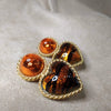 Vintage Heart Earrings by Rima Ariss Clip On Orange/Amber Leopard - The Hirst Collection