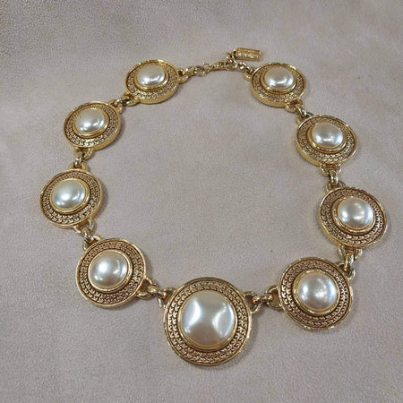 David Grau Vintage statement gold pearl necklace - The Hirst Collection