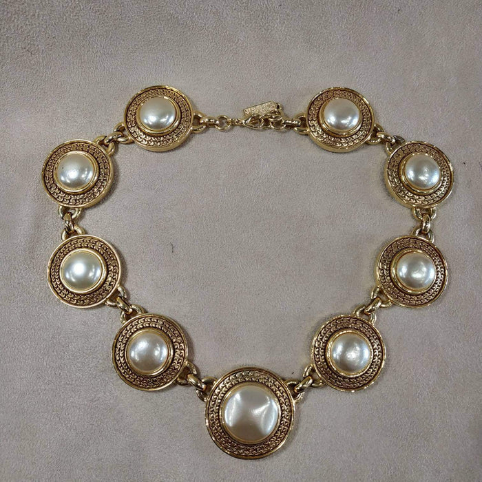 David Grau Vintage statement gold pearl necklace - The Hirst Collection