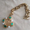 Kalinger Paris long pendant necklace green glass gold plated - The Hirst Collection
