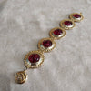 Vintage Red Round Bracelet MCM Gold Plated - The Hirst Collection