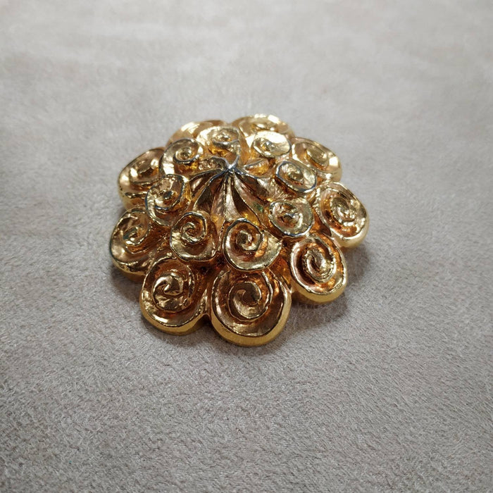 Vintage Lanvin Gold chunky Brooch  Statement Large Designer - The Hirst Collection