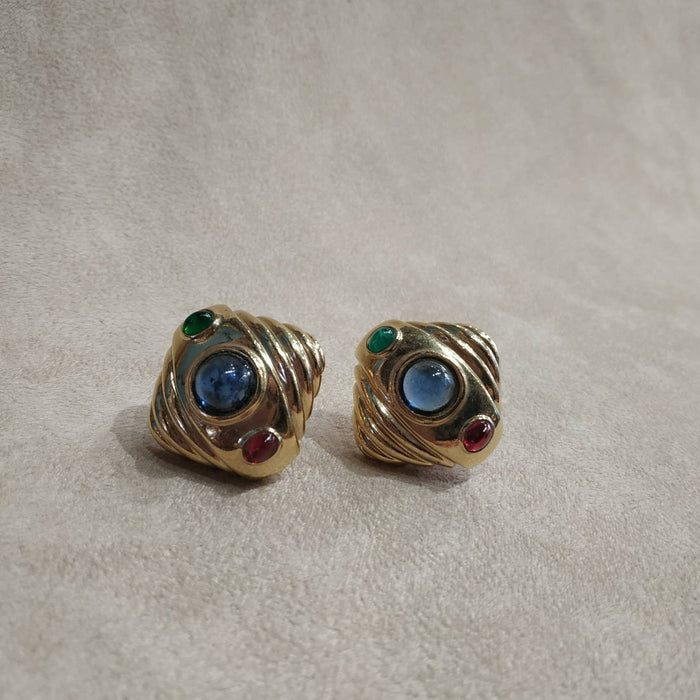 Vintage Ciner Multicolour Gold Earrings - The Hirst Collection