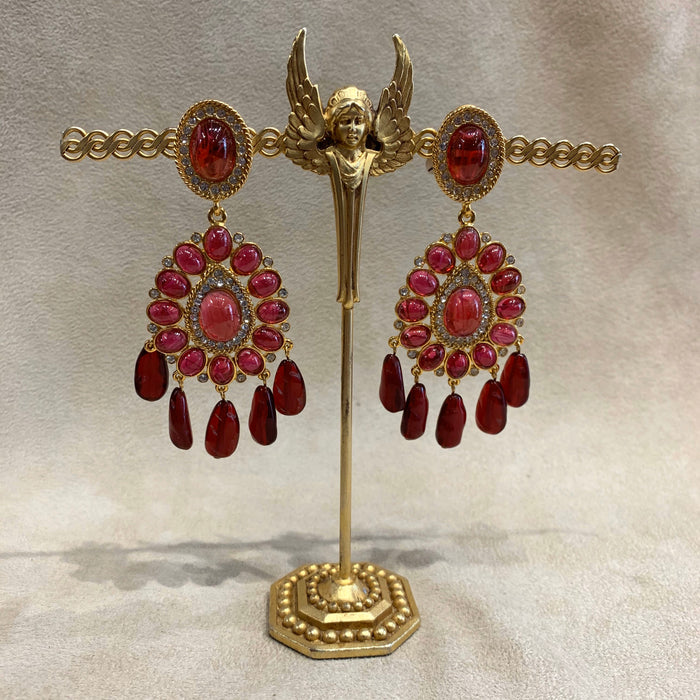 Kenneth Jay Lane Ruby Glass Earrings - The Hirst Collection