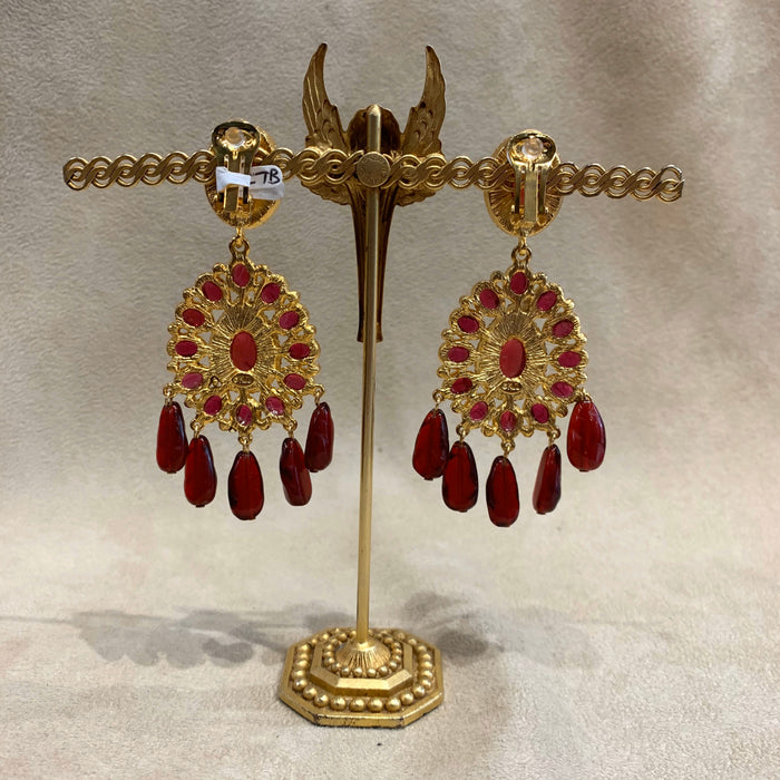 Kenneth Jay Lane Ruby Glass Earrings - The Hirst Collection