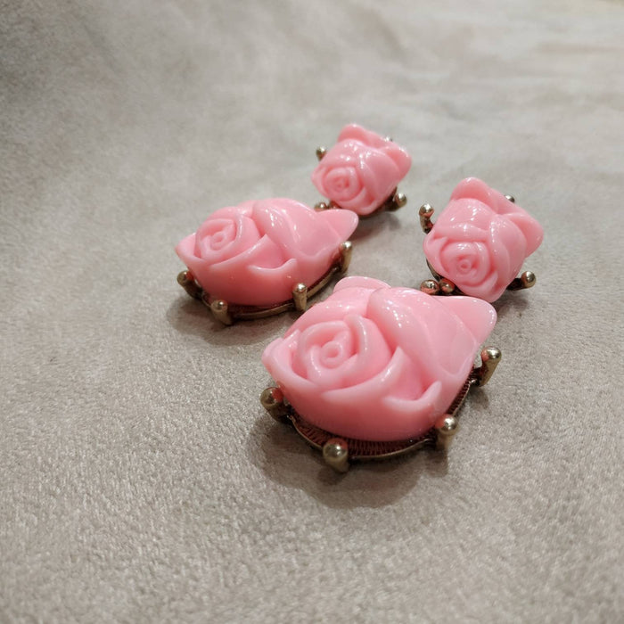 Oscar de La Renta Pink Earrings pierced Rose - The Hirst Collection