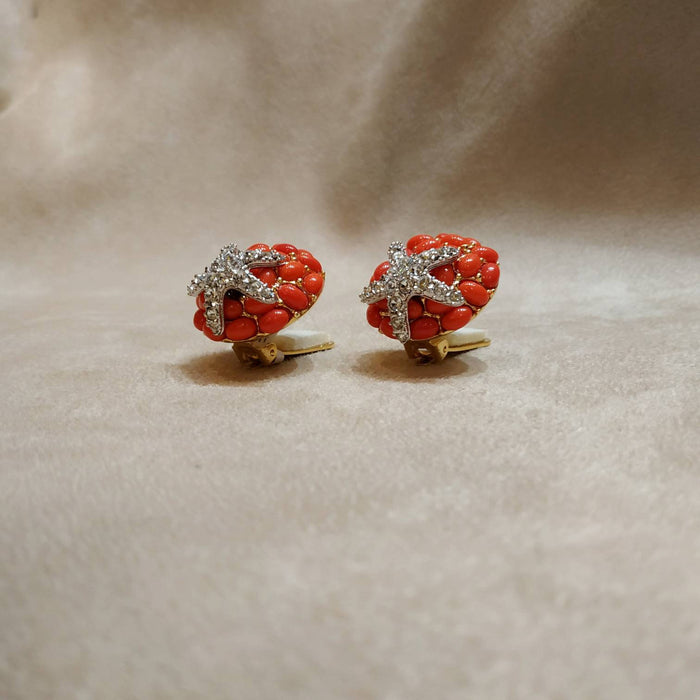 KJL Coral Starfish Clip on Earrings by Kenneth Jay Lane - The Hirst Collection