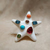 Kenneth Jay Lane Starfish Brooch White Enamel Coral Turquiose Large Statement - The Hirst Collection