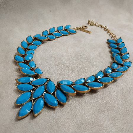 Oscar De La Renta Turquoise Blue Statement Necklace - The Hirst Collection