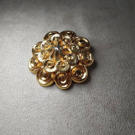 Vintage Lanvin Gold chunky Brooch  Statement Large Designer - The Hirst Collection