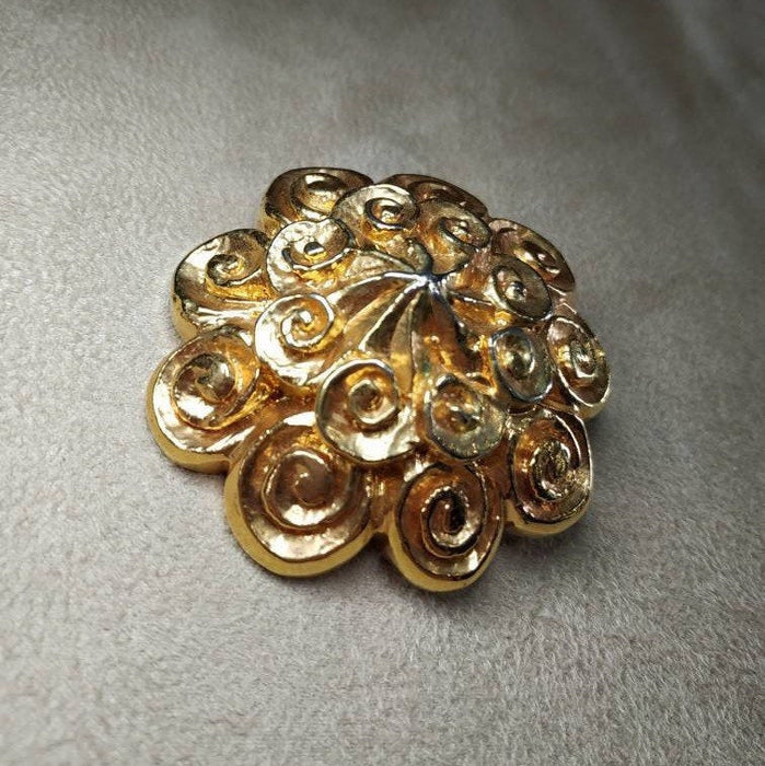 Vintage Lanvin Gold chunky Brooch  Statement Large Designer - The Hirst Collection