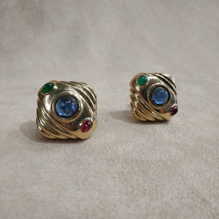 Vintage Ciner Multicolour Gold Earrings - The Hirst Collection