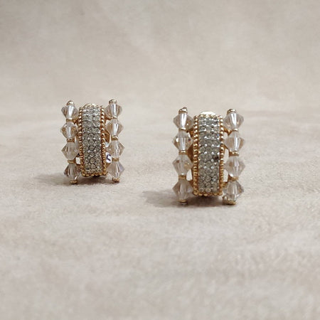 Ciner Small Vintage Earrings glass beads clear crystal - The Hirst Collection