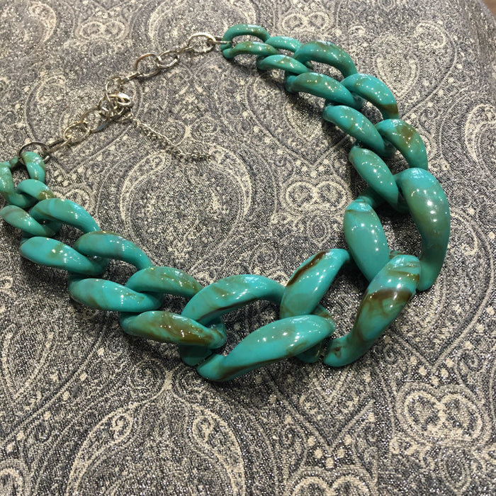 Turquoise Acrylic Chain Necklace - The Hirst Collection