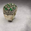 Art Deco Dots Ring Silver Emerald Green Marcasite - The Hirst Collection