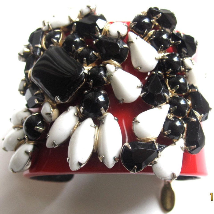 Red Black and White Vintage Bracelet by Katherine Alexander - The Hirst Collection