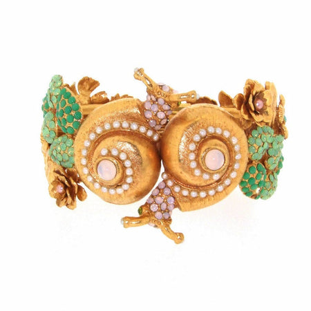 Handmade Gold Plated Garden of Eden Snail Crystal Bracelet by Askew London - The Hirst Collection