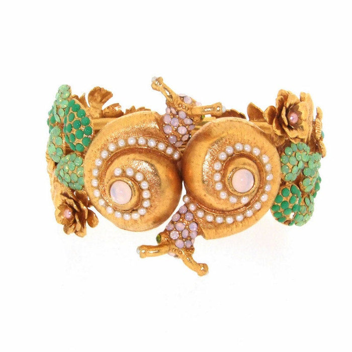Handmade Gold Plated Garden of Eden Snail Crystal Bracelet by Askew London - The Hirst Collection