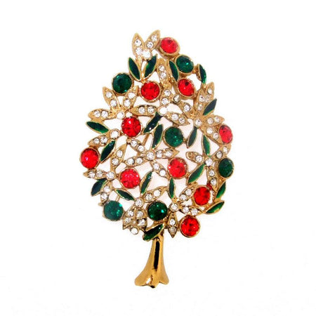 Christmas Tree Brooch Pin by Sardi Crystal Gold - The Hirst Collection