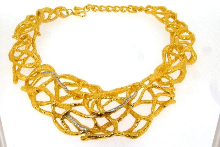 Vintage Elizabeth Taylor Treasured Vine Gold Statement Necklace for Avon - The Hirst Collection