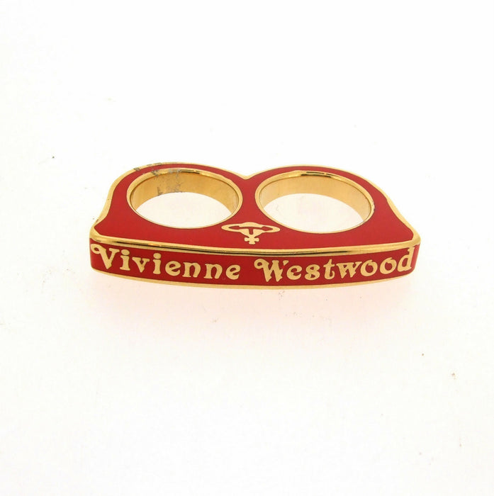 Vivienne Westwood Ring Red Orange Double Two finger - The Hirst Collection