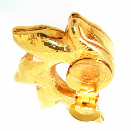 Vintage Christian Lacroix Earrings Pink Crystal Gold Clip On - The Hirst Collection