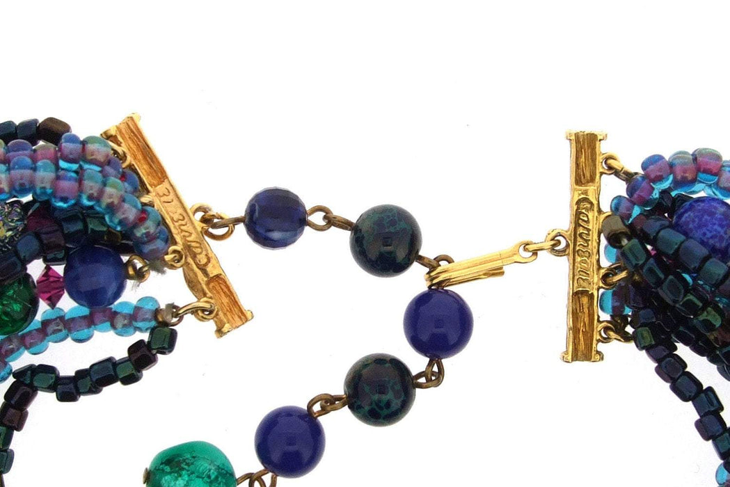 Vintage Hattie Carnegie Necklace Blue Beaded Venetian Foil Glass - The Hirst Collection