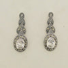 Bridal Earrings Vintage Wedding Silver Marcasite Earrings Oval Clear Crystal - The Hirst Collection
