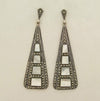 Art Deco Earrings Silver Marcasite Mother of Pearl - The Hirst Collection