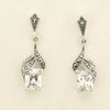 Bridal Earrings Vintage Bride Wedding Silver Marcasite Crystal - The Hirst Collection