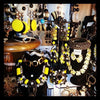 Black and Yellow Glass and Crystal Chandelier Pierced Earrings by Frangos - The Hirst Collection