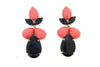 Coral and Black earrings  Glass and Crystal Chandelier Pierced by Frangos - The Hirst Collection