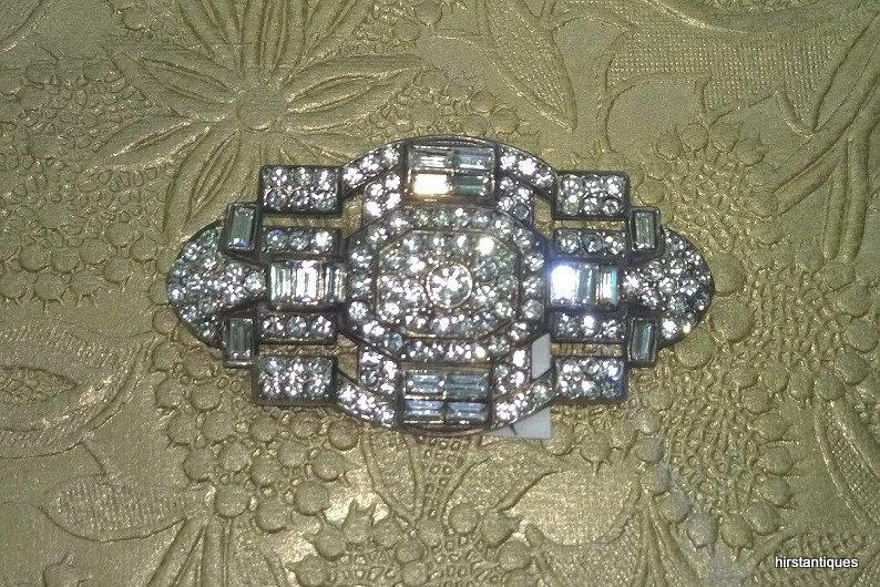 Art Deco Bridal Wedding Brooch Crystal - The Hirst Collection