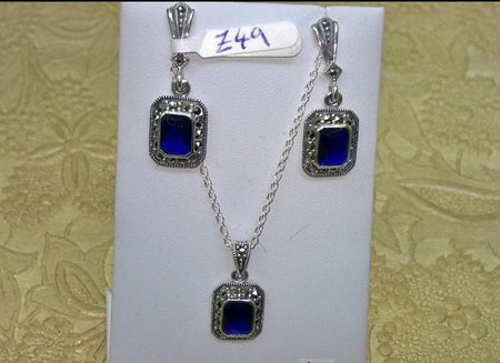 Sapphire Crystal Square drop Earrings - The Hirst Collection