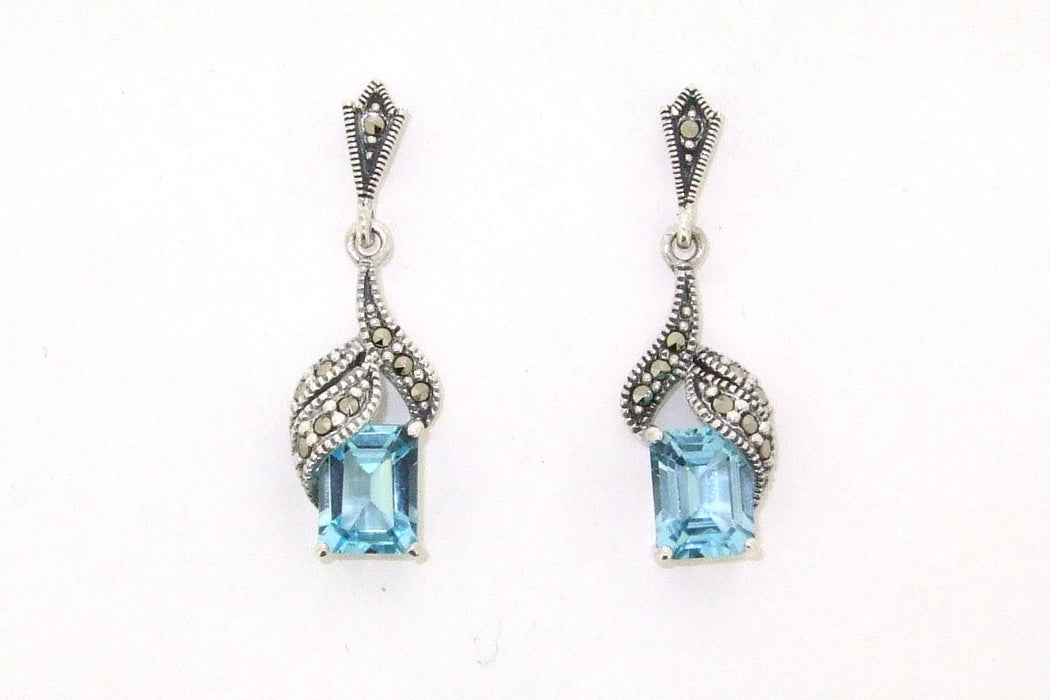 Blue Topaz Art Deco oblong Earrings - The Hirst Collection
